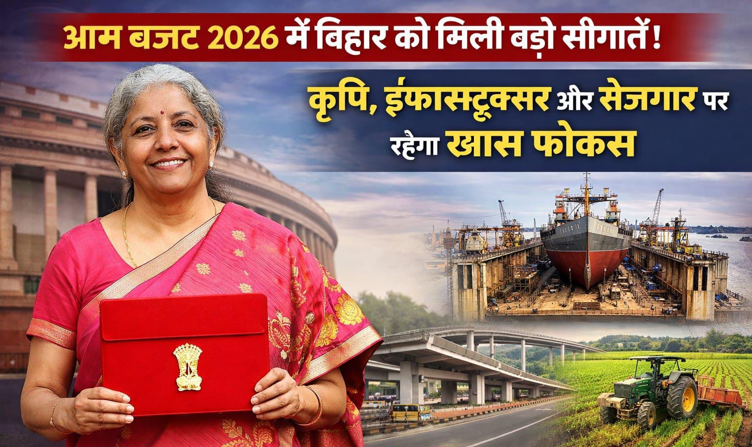 आम बजट 2026 पेश: बिहार को विकास की कई सौगातें, कृषि, इंफ्रास्ट्रक्चर और रोजगार पर खास फोकस