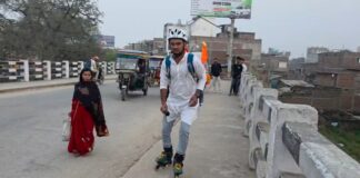 स्केटिंग करते हुए 90 दिनों में केदारनाथ पहुंचने का संकल्प, साहेबगंज के भूतनाथ मंदिर से रवाना हुए सन्नी कुमार