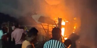 किराना व जनरल स्टोर में भीषण आग, लाखों की संपत्ति जलकर राख; साजिश की आशंका